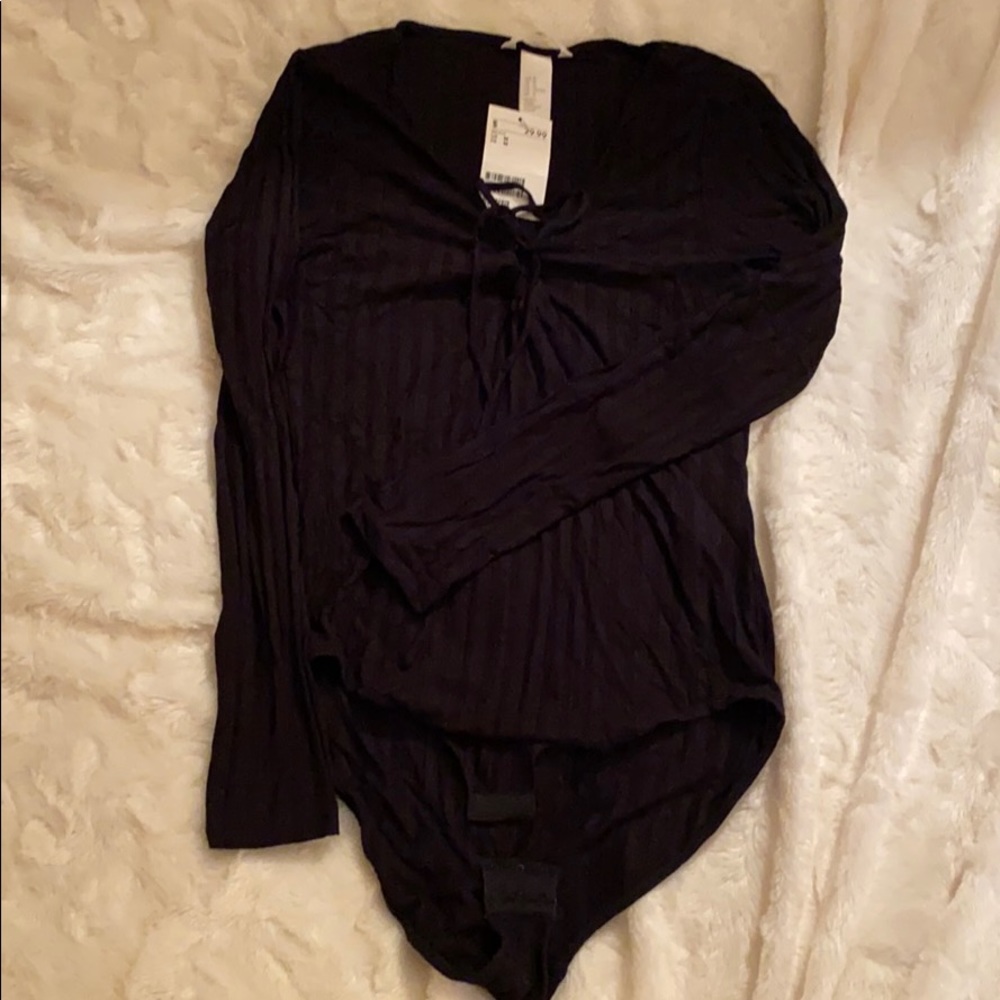 Black ribbed bodysuit